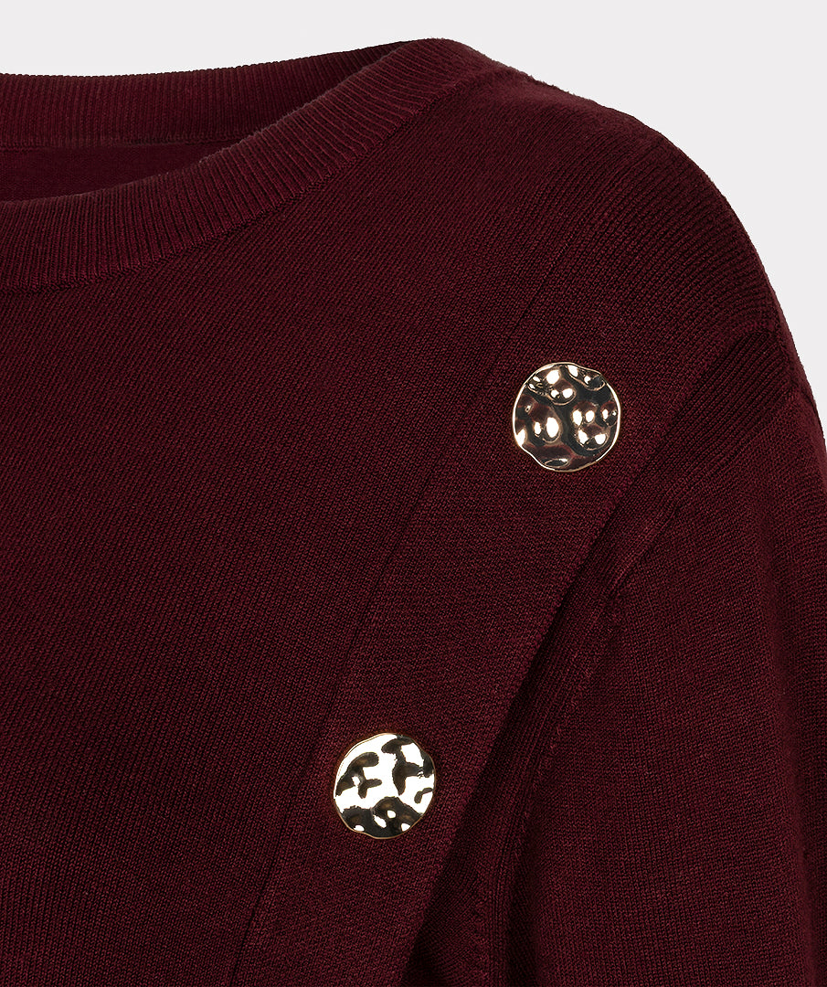 Esqualo Burgundy Button Detail Sweater