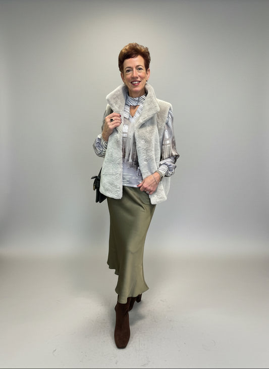 Olive Green Satin Skirt