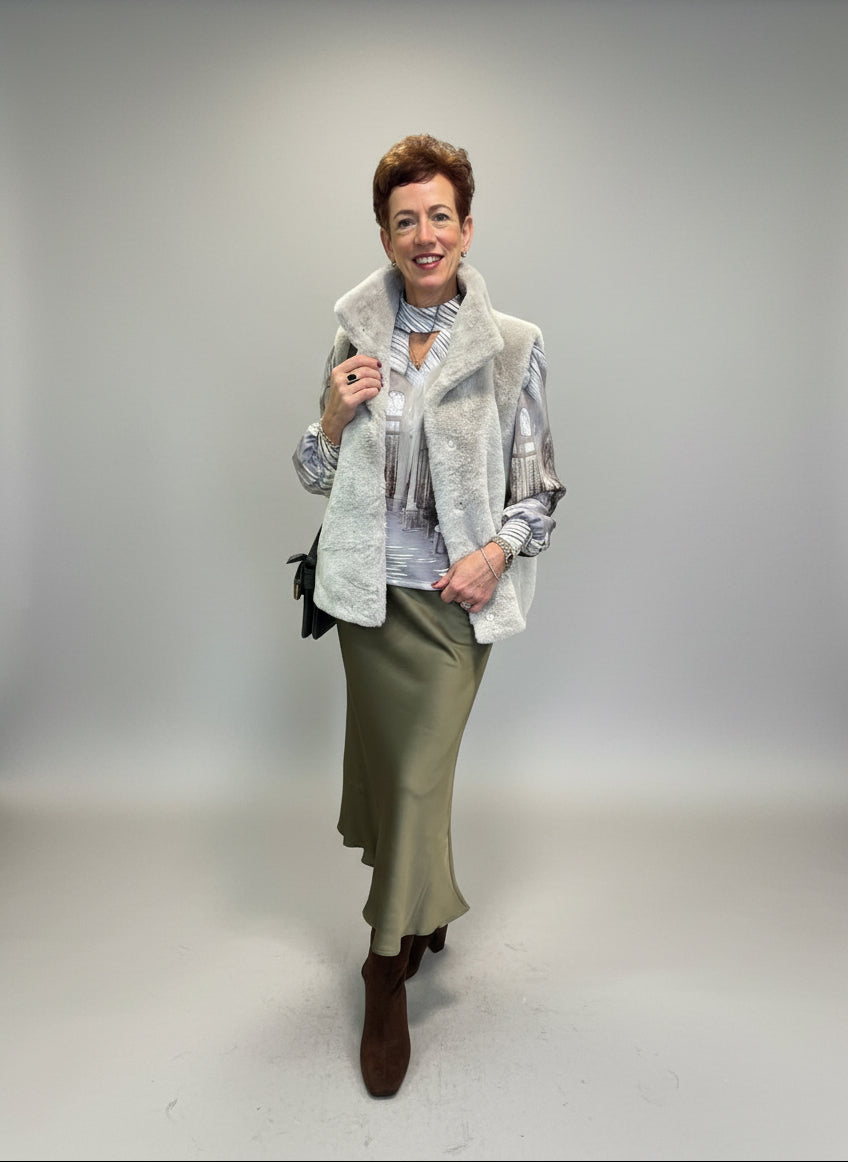 Olive Green Satin Skirt