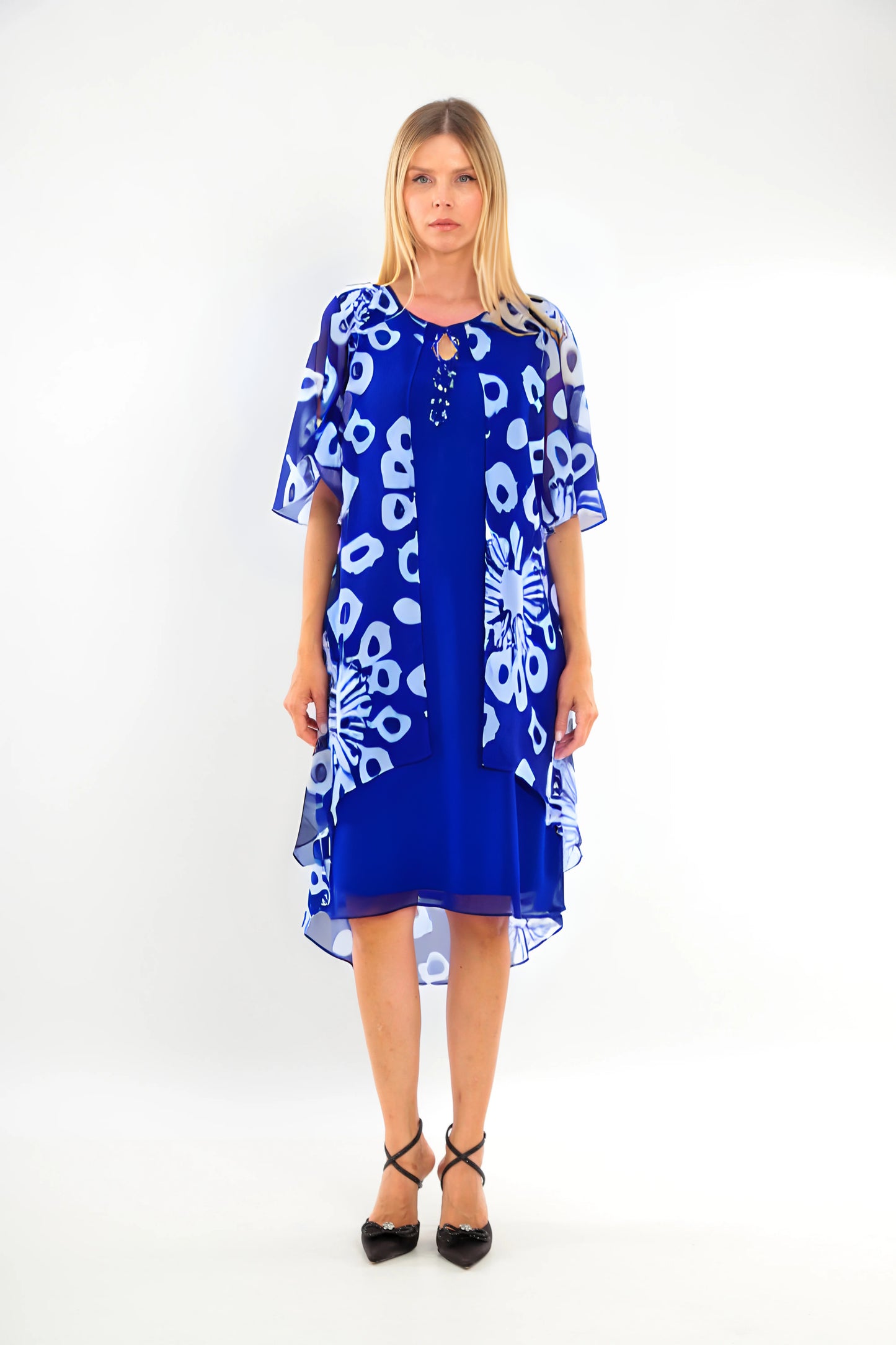 Royal Dress with Chiffon Overlay Dress