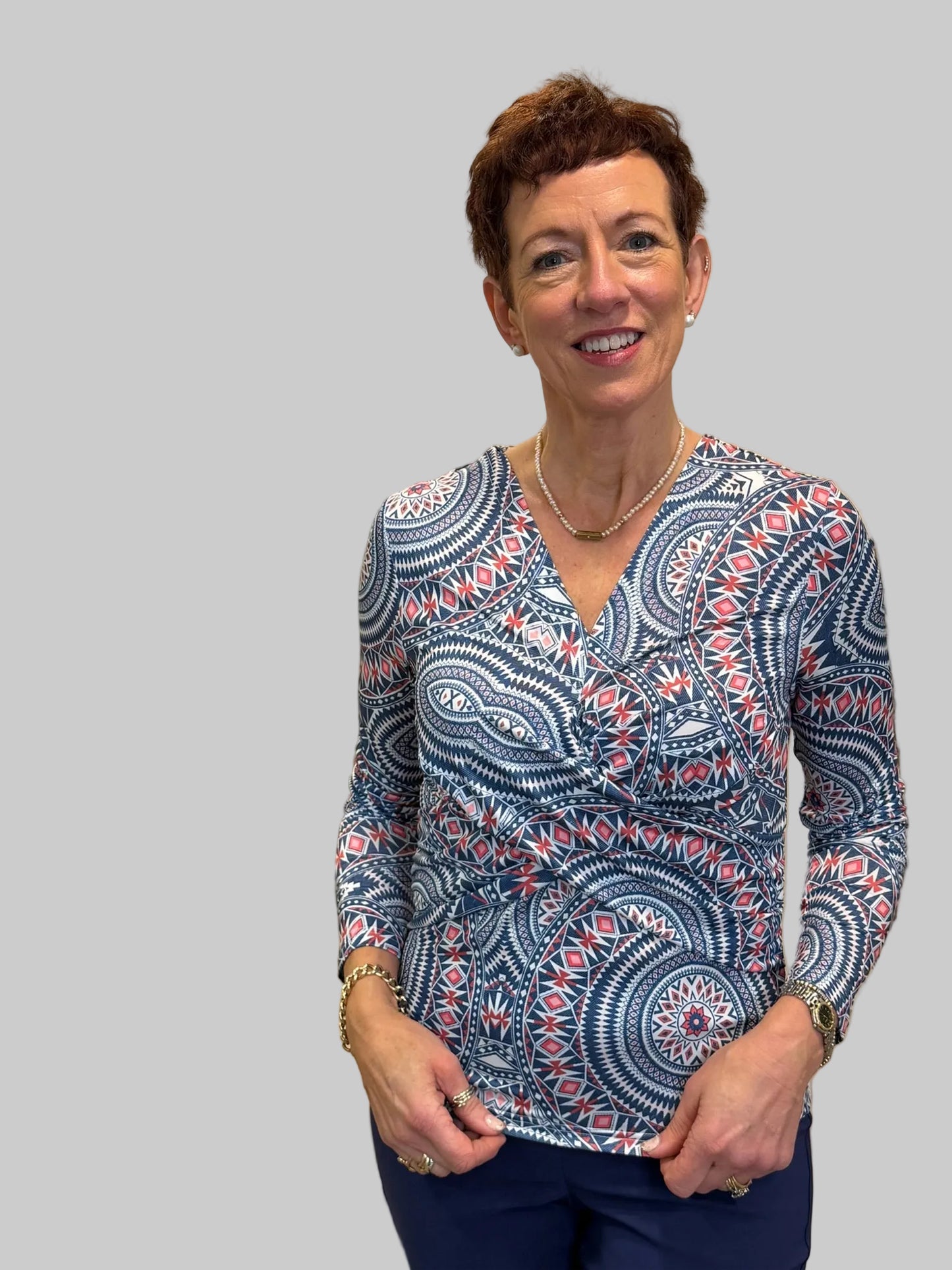 Libra Geometric Print Top