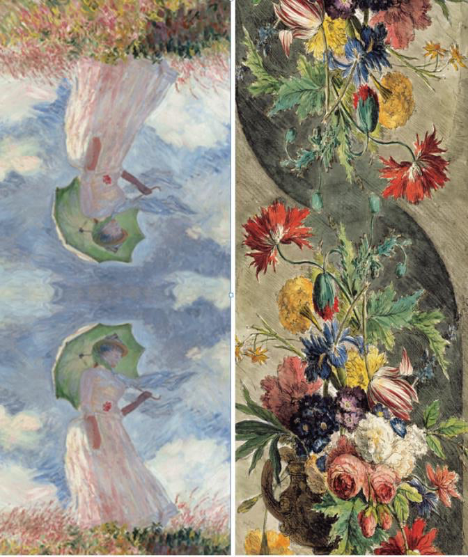 Reversible Monet Art Print Pashmina