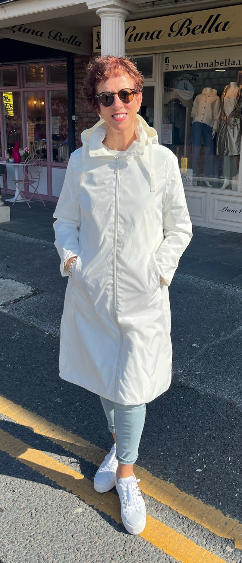 White Reversible Raincoat