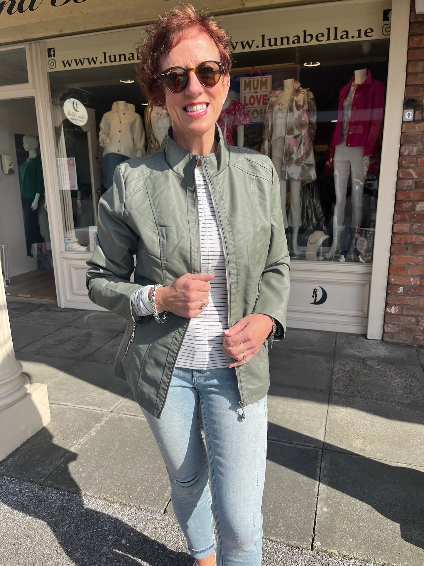 Khaki Faux Leather Jacket