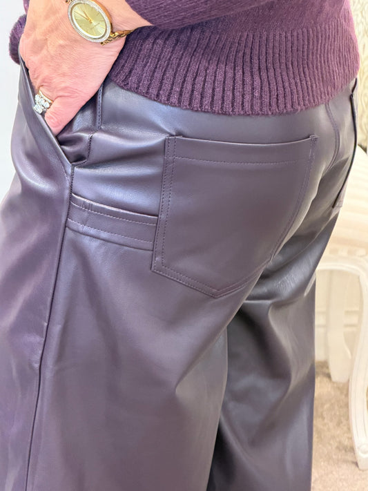 Aubergine Faux Leather City Shorts