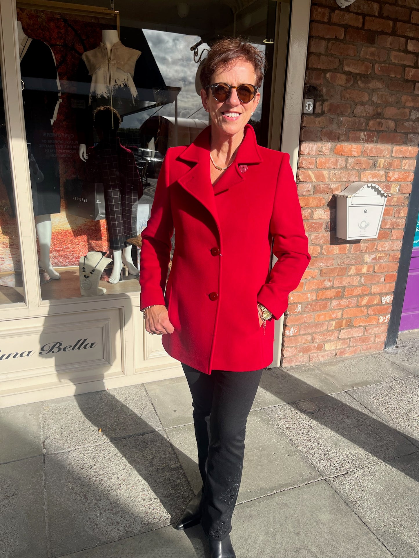 Christina Felix Red Wool Car Coat