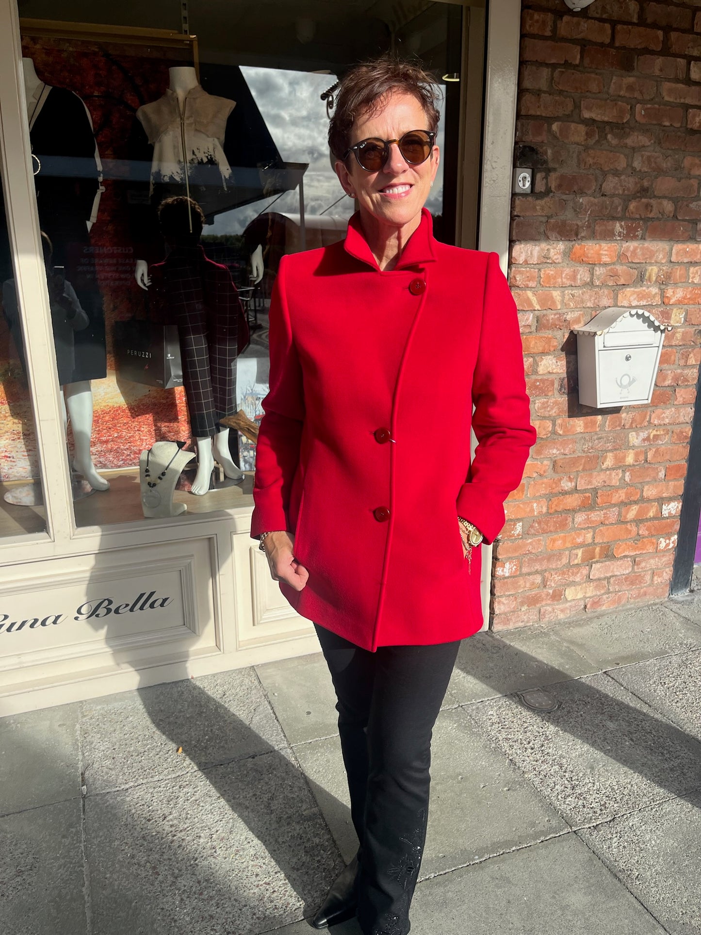 Christina Felix Red Wool Car Coat