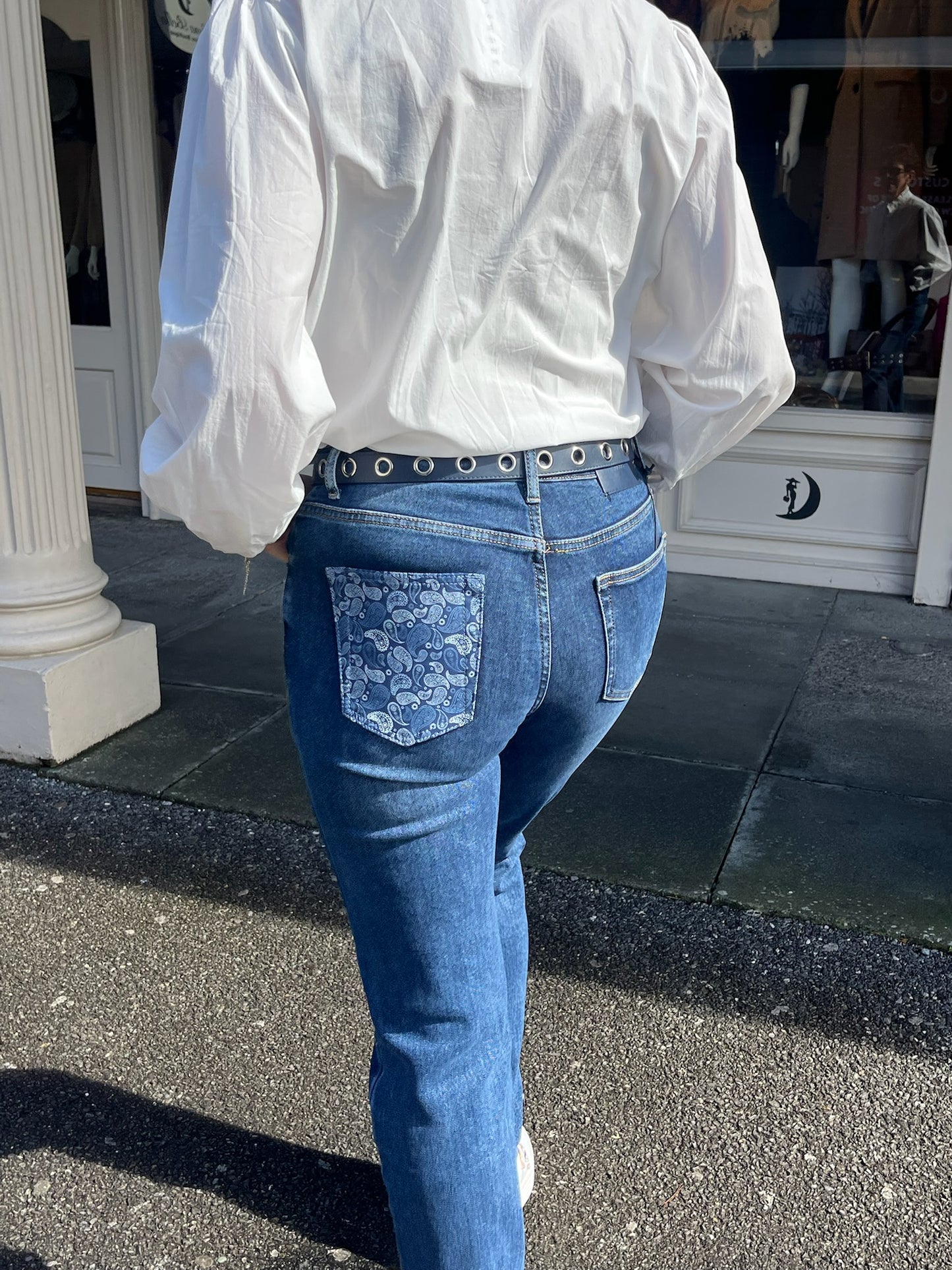 Paisley Printed Pocket Jeans