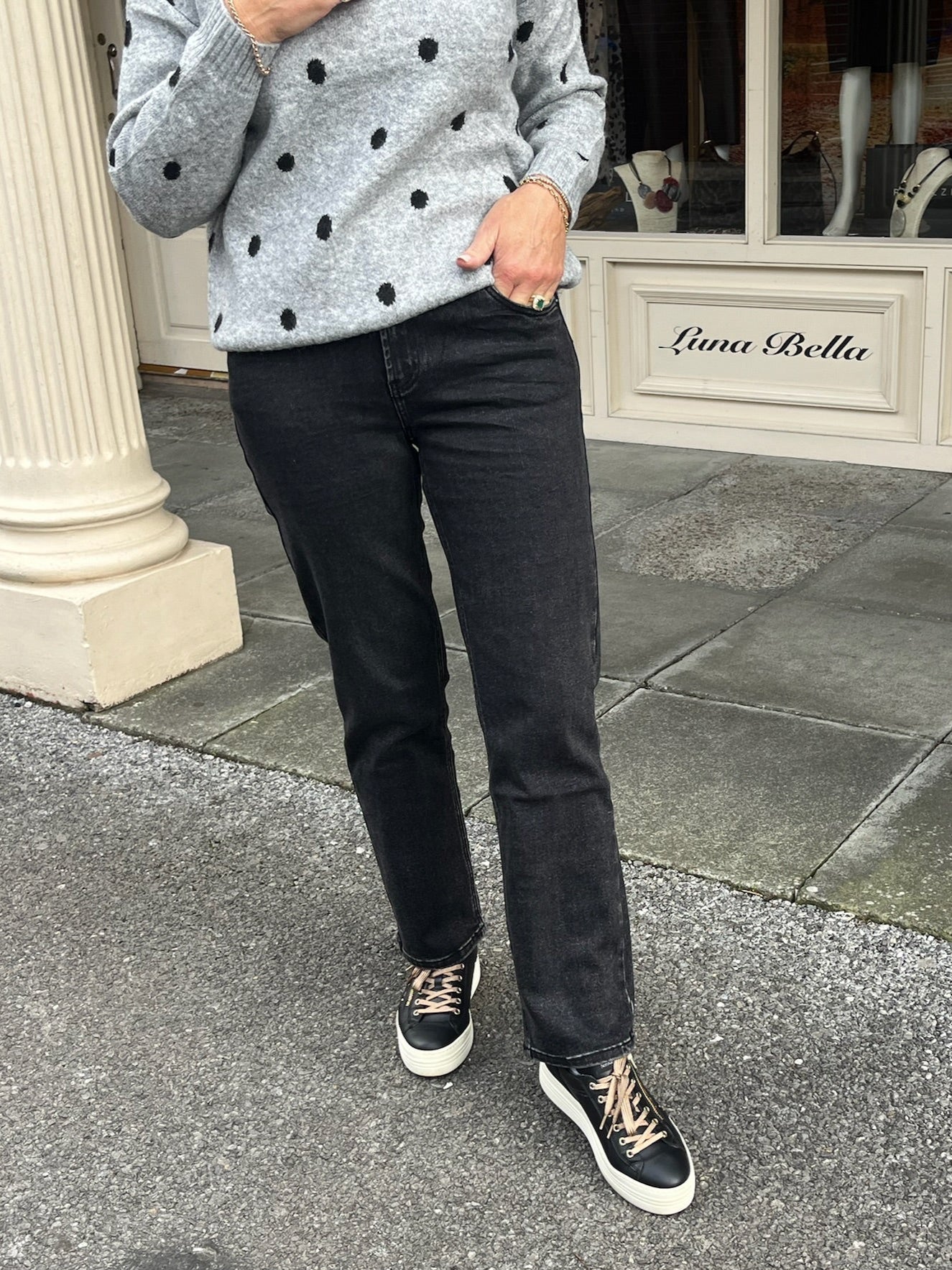Black Denim Straight Fit Jeans