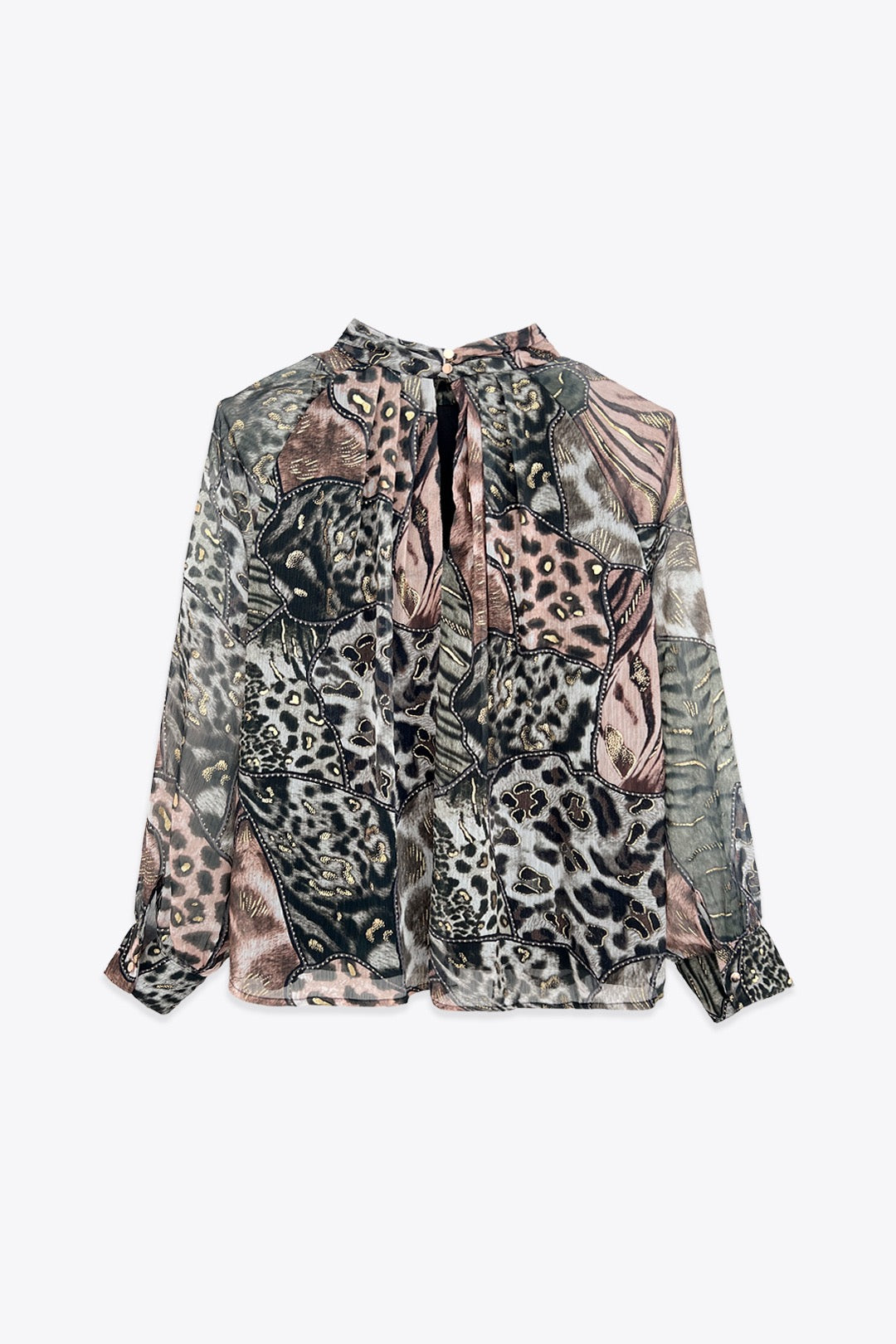 Green Animal Print Blouse