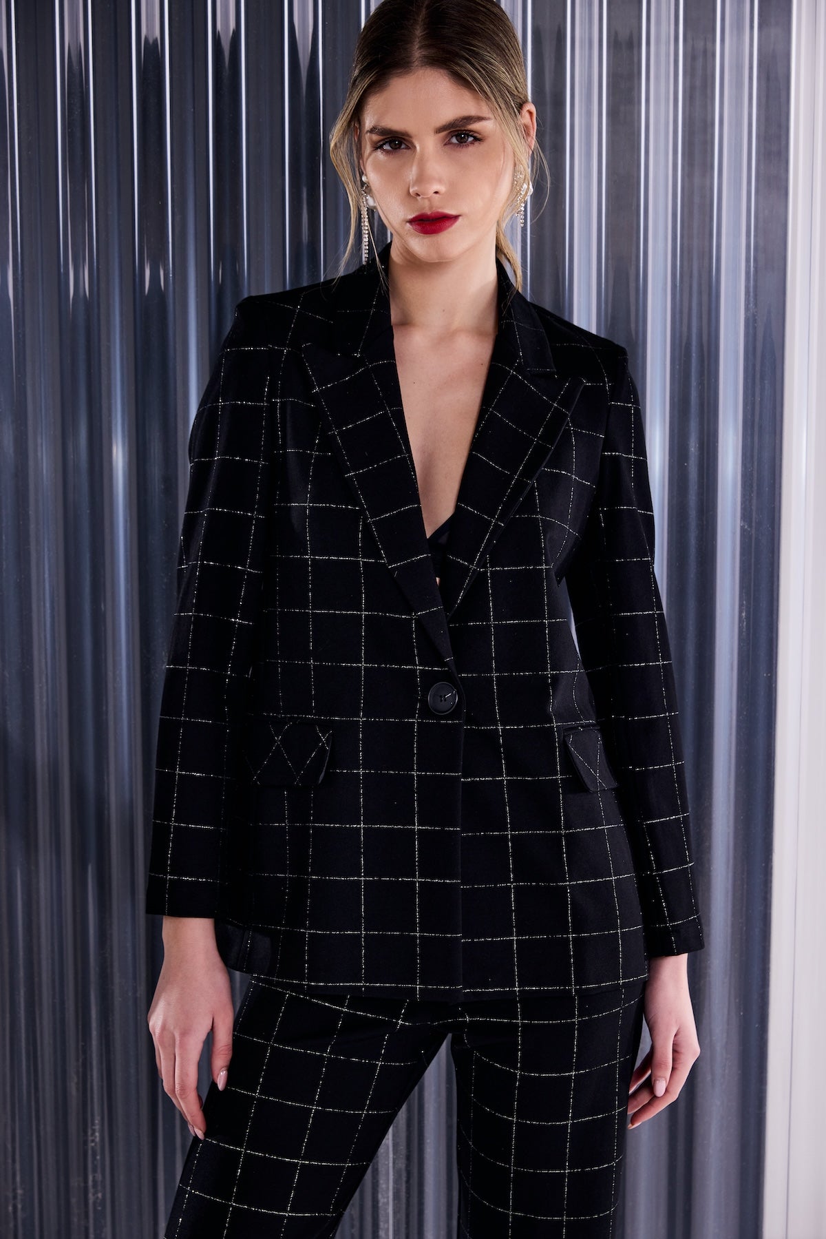 Kate Cooper Black Checked Trouser Suit