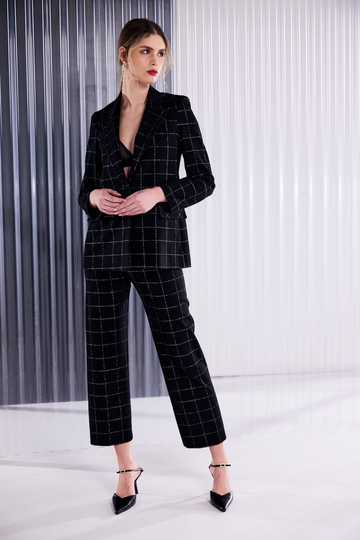 Kate Cooper Black Checked Trouser Suit