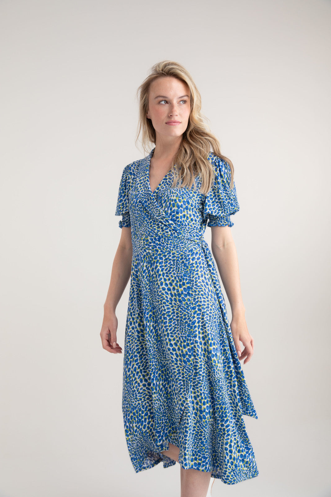 Marble Cobalt Blue Wrap Dress