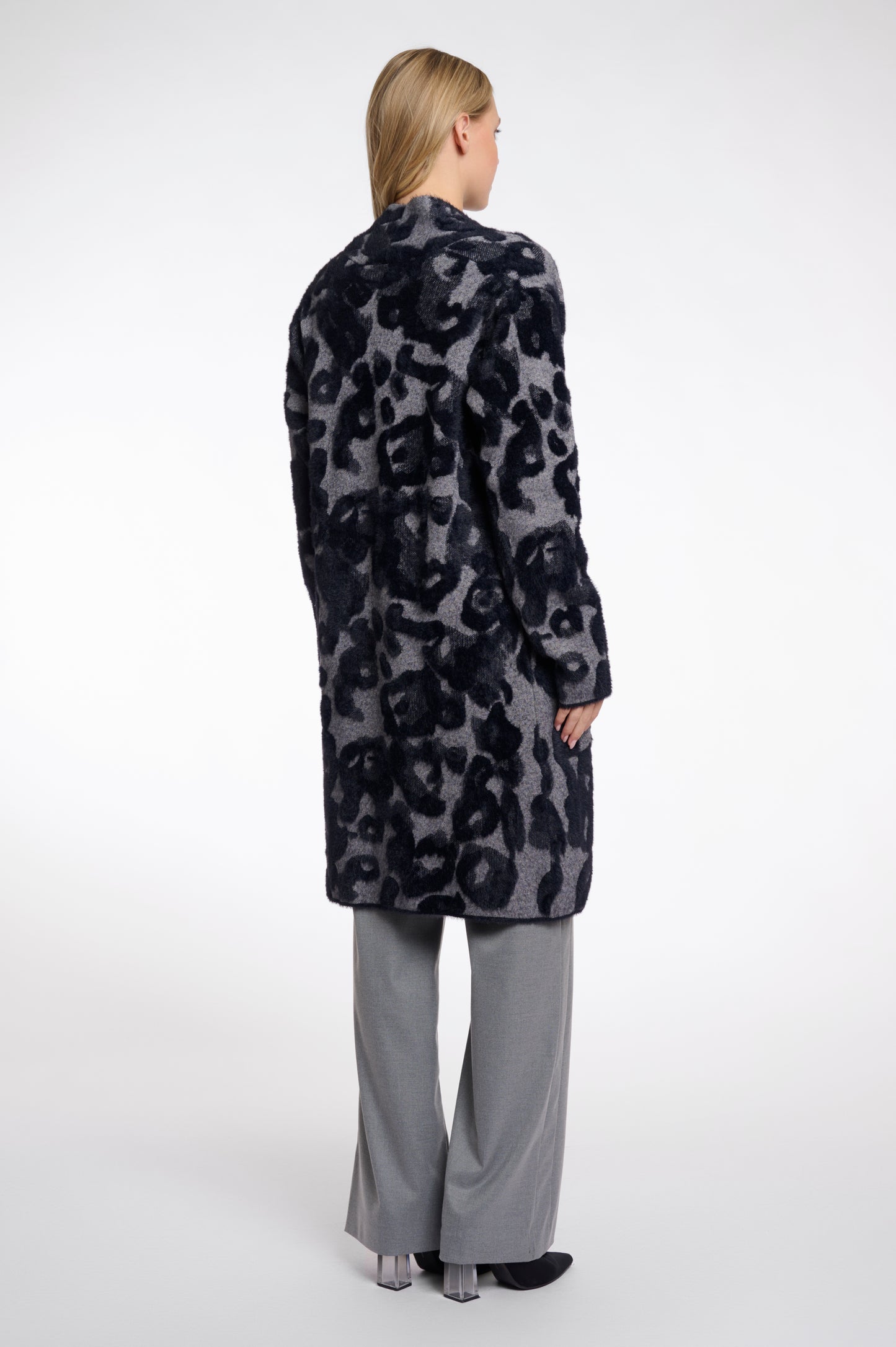 Black Leopard Print Long Coatigan