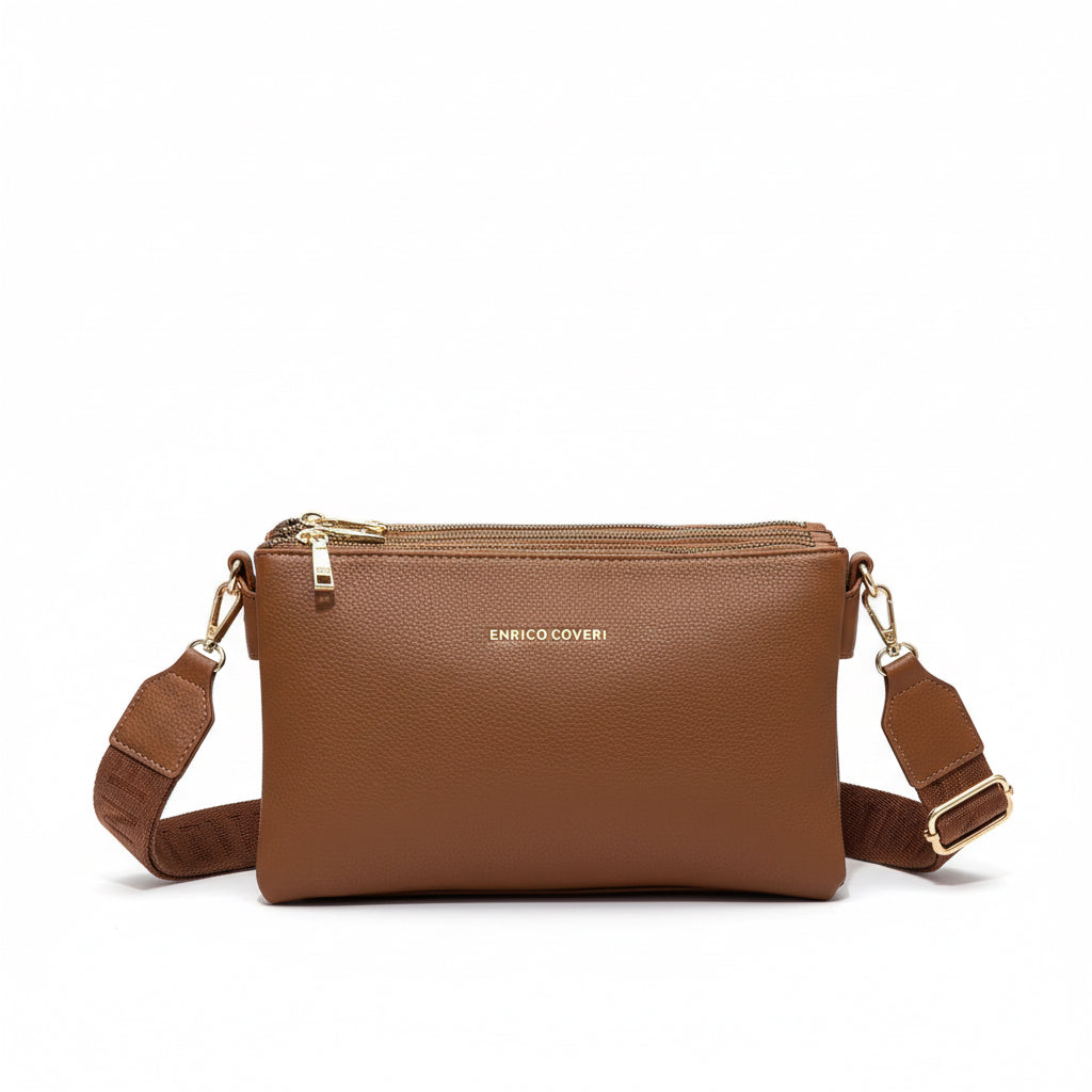 Tan Pebbled Leather Crossbody Bag