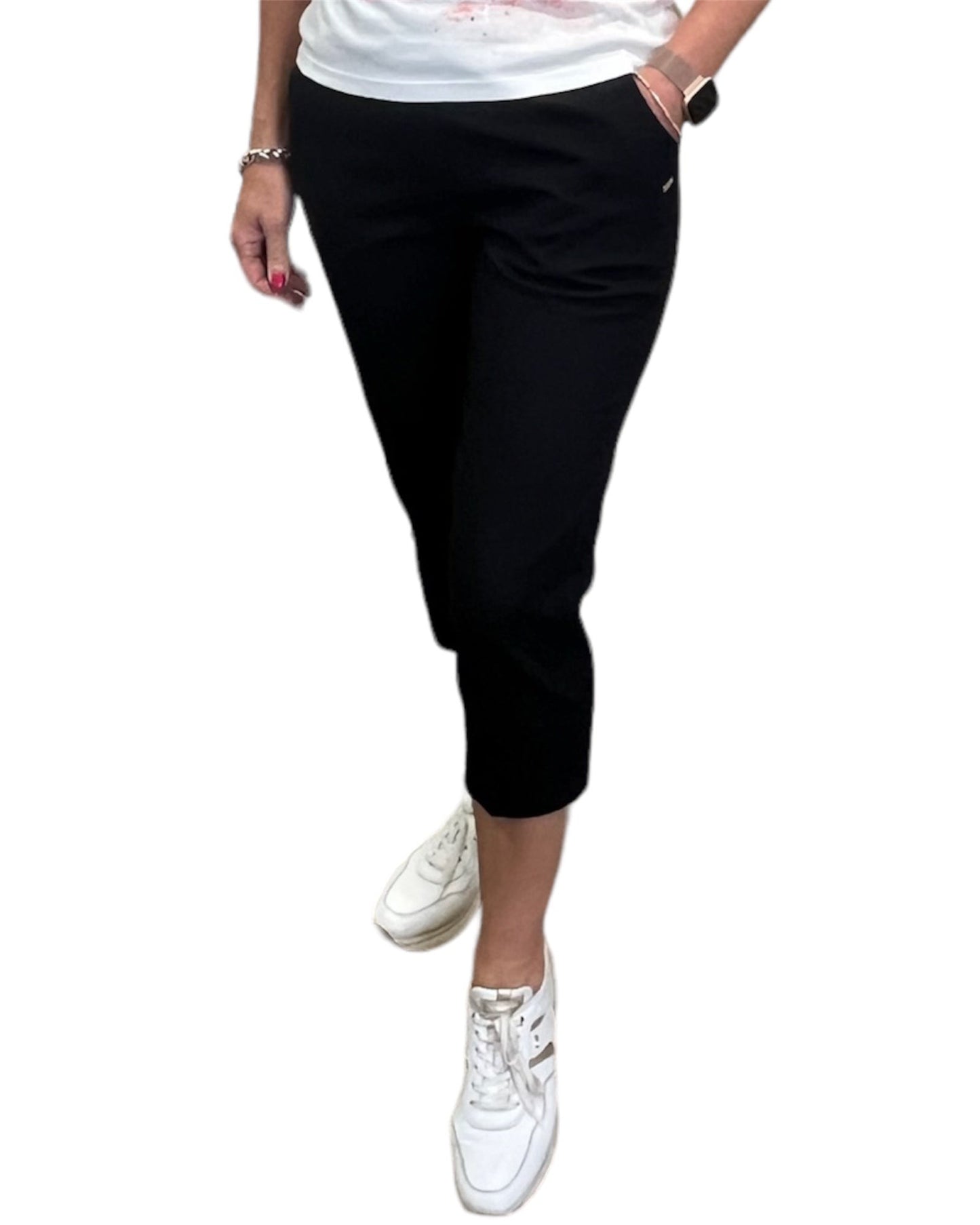 Black Embroidered Cropped Trousers
