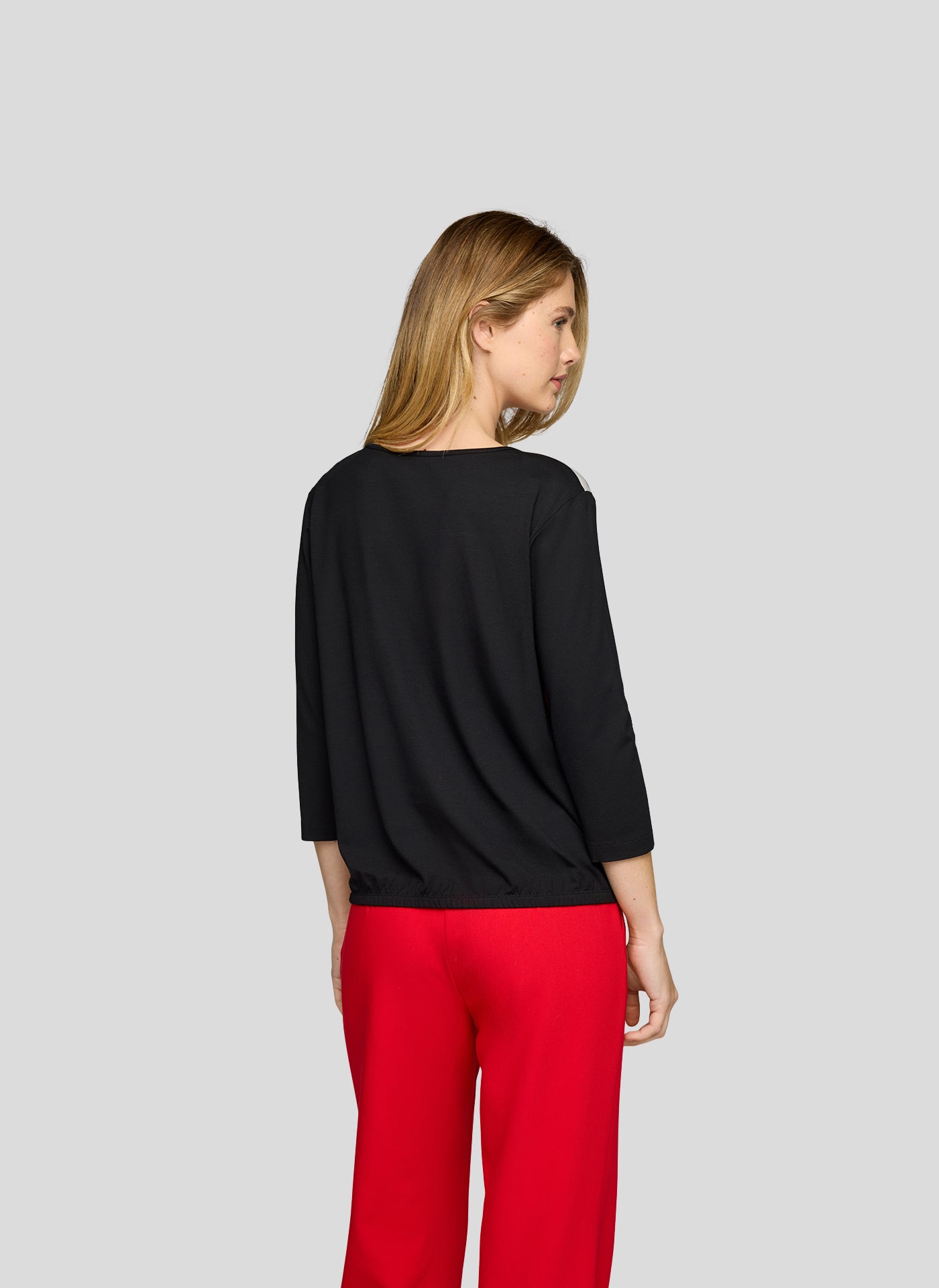 Rabe Black and Red Satin Front Top