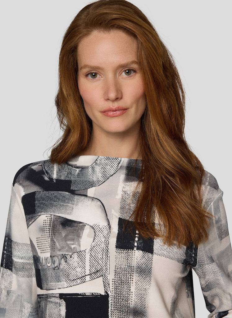 Rabe Black And Grey Mix Print Top