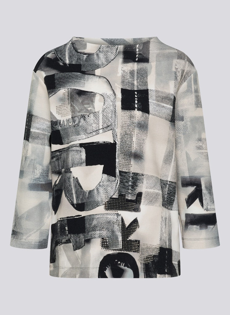 Rabe Black And Grey Mix Print Top