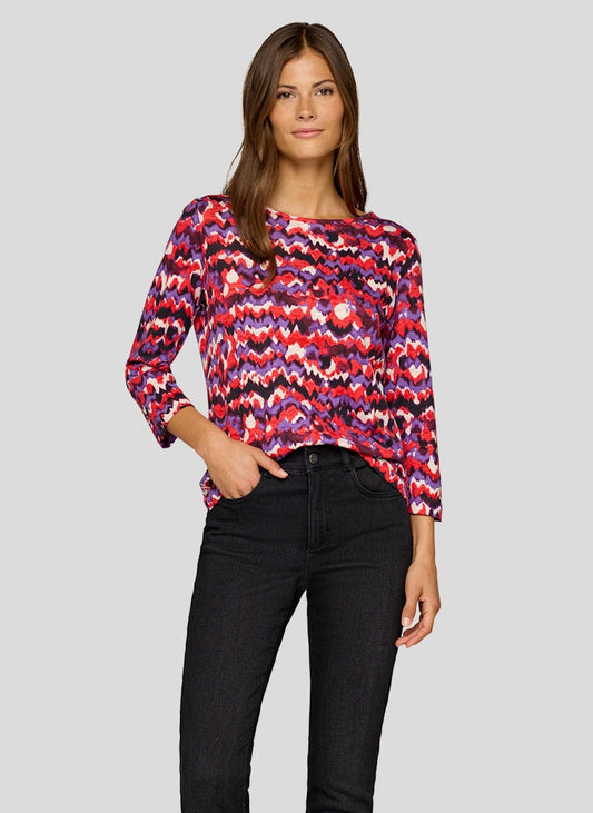 Rabe Red Abstract Print Top