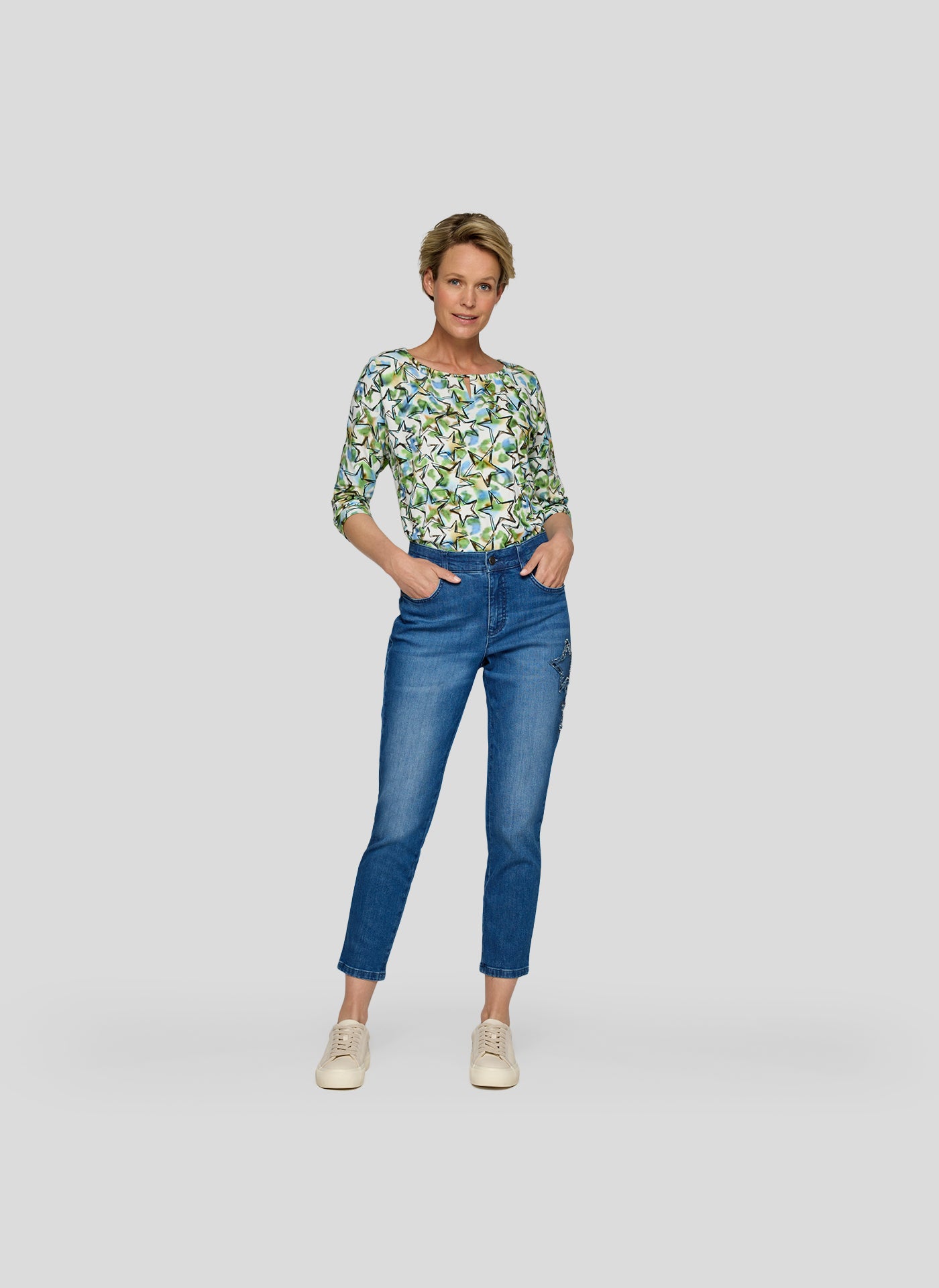 Rabe Green Star Print Top