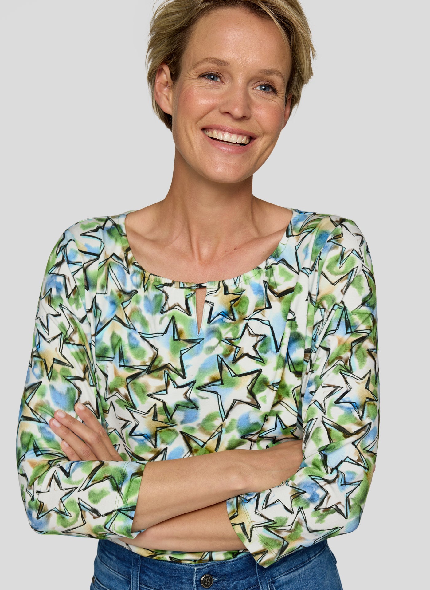 Rabe Green Star Print Top