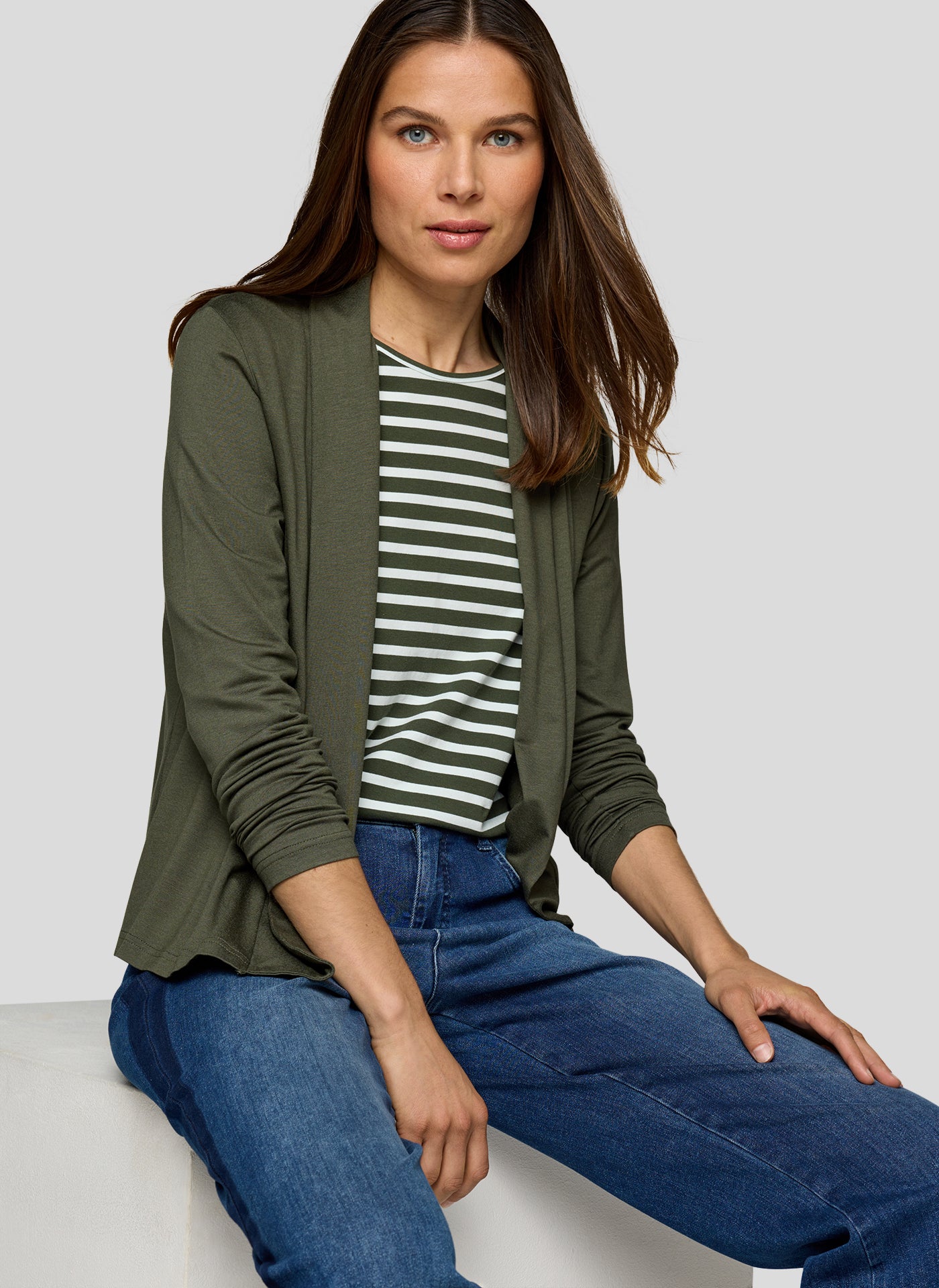 Rabe Khaki Edge to Edge Cardigan