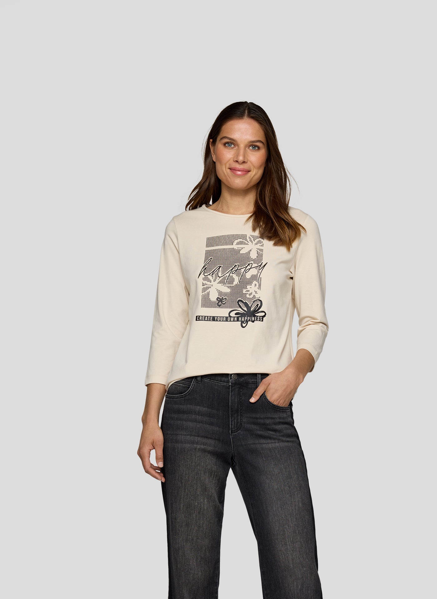 Rabe Cream Happy Print Top