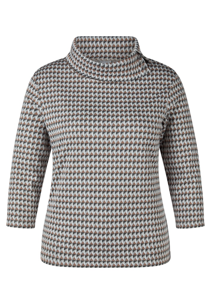 Rabe Geo Print Stand Collar Top