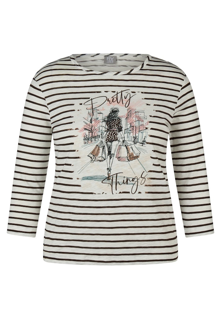 Rabe Striped Top with Motif Print