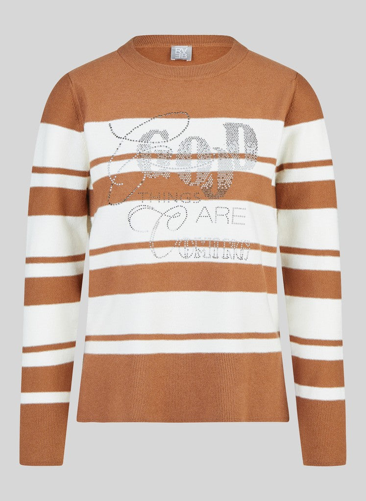 RABE Tan Striped Pullover