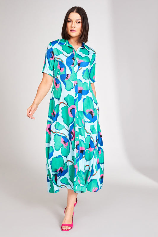 Peruzzi Aqua Print Dress