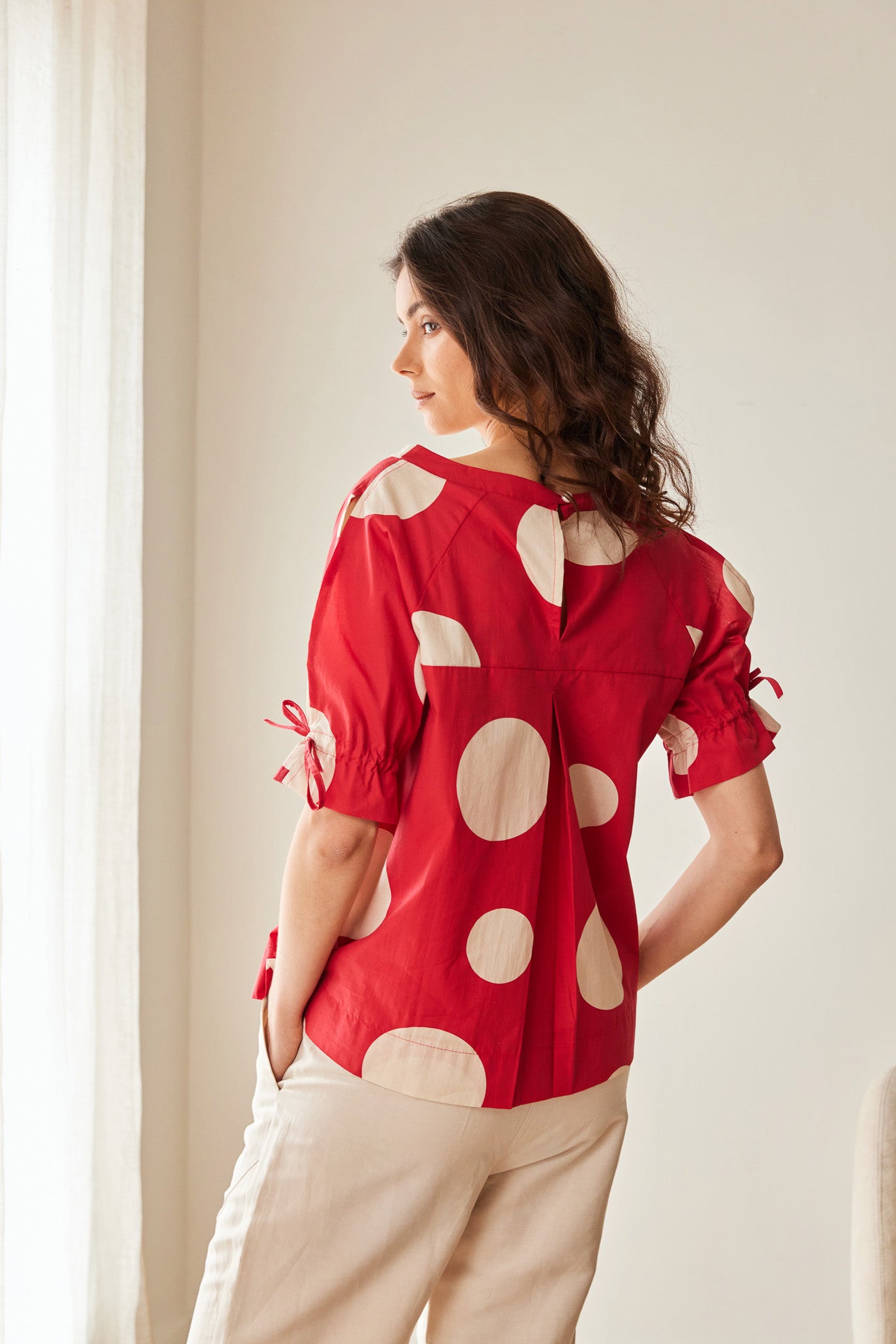 Peruzzi Red Polka Dot Cotton Top
