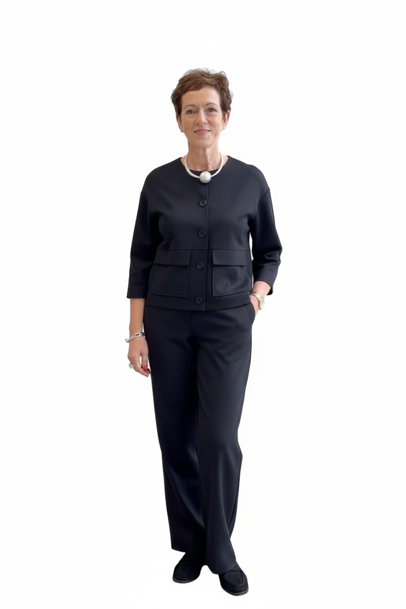 Peruzzi Black Cropped Jacket Suit
