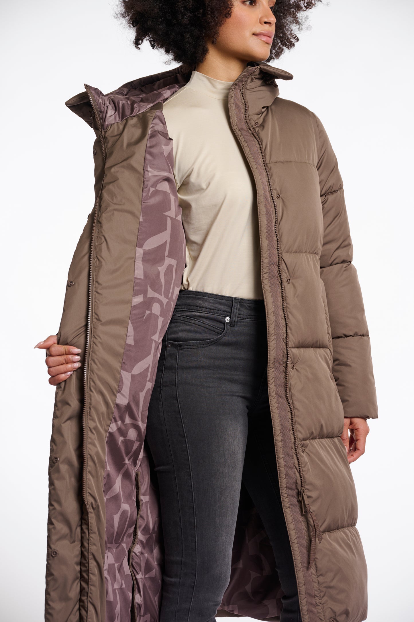 Dark Toffee Long Padded Coat