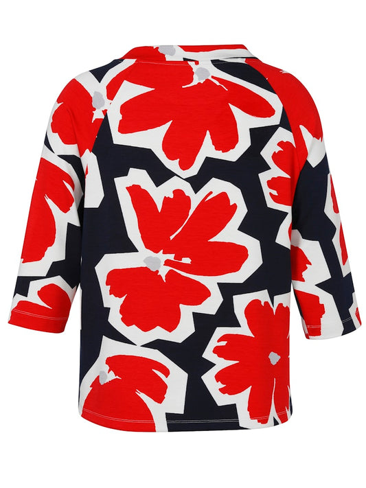 Red and Navy Abstract Print Sweatshirt