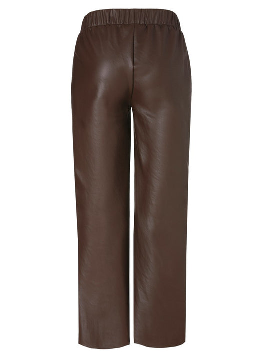 Via Appia Mocha Faux Leather Trousers