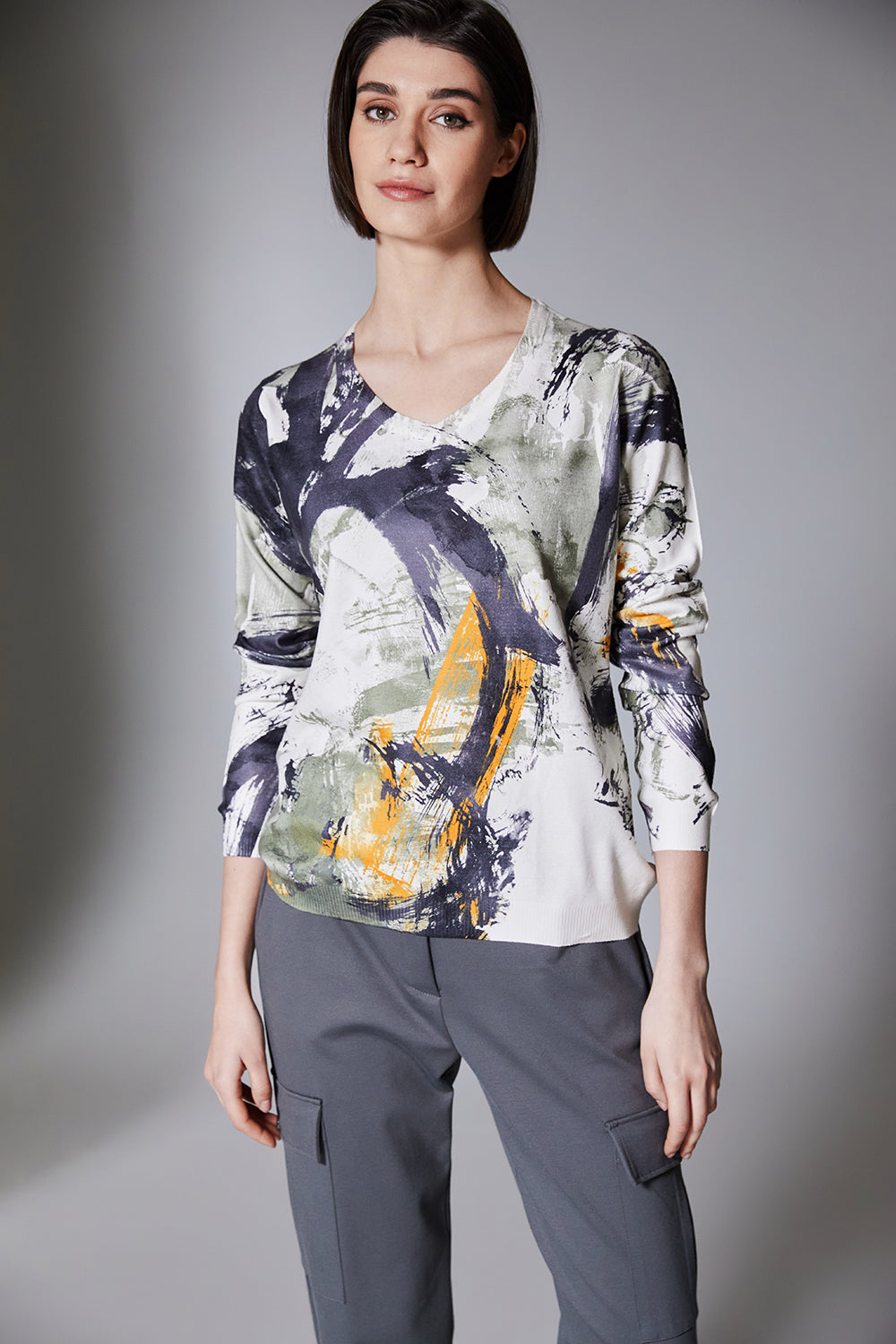 Peruzzi Khaki Paint Swirl Knit