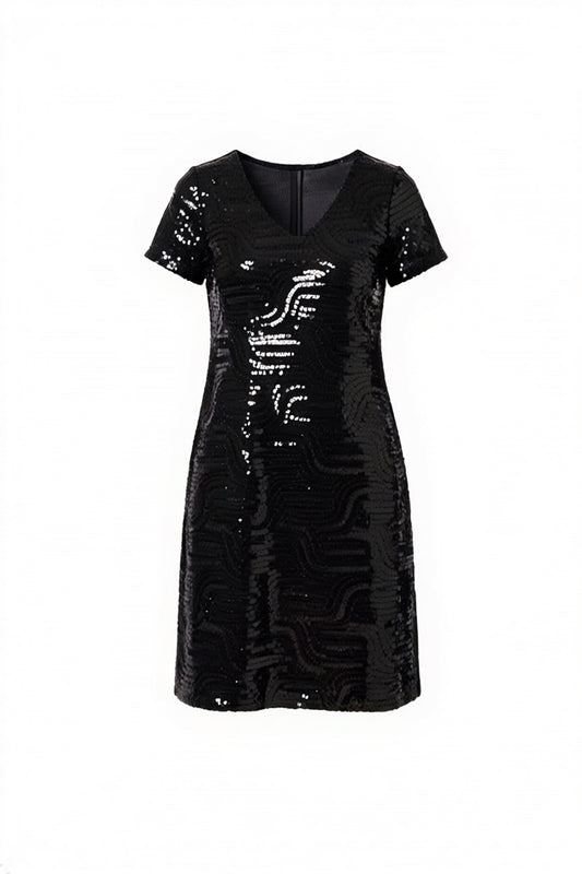 Peruzzi Black Sequin Cocktail Dress
