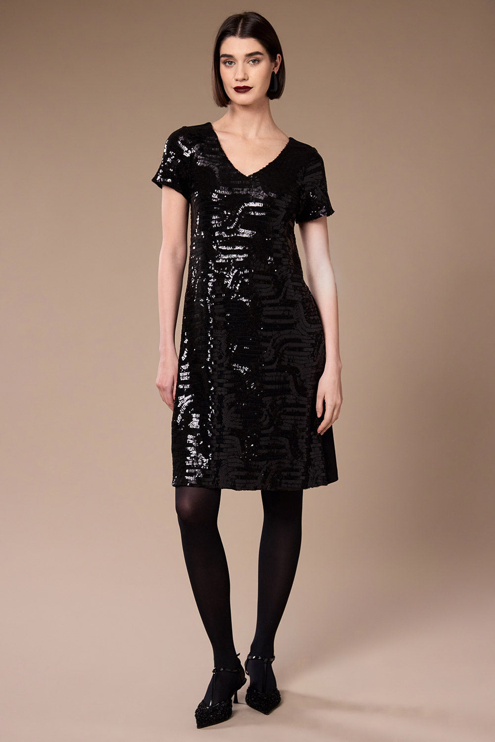 Peruzzi Black Sequin Cocktail Dress