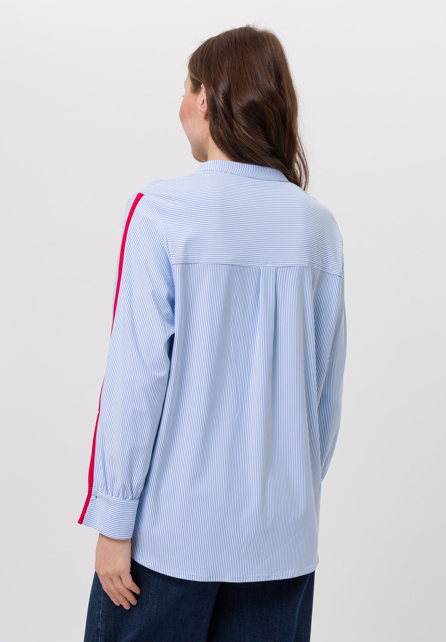 Blue Blouse with Contrasting Stripes
