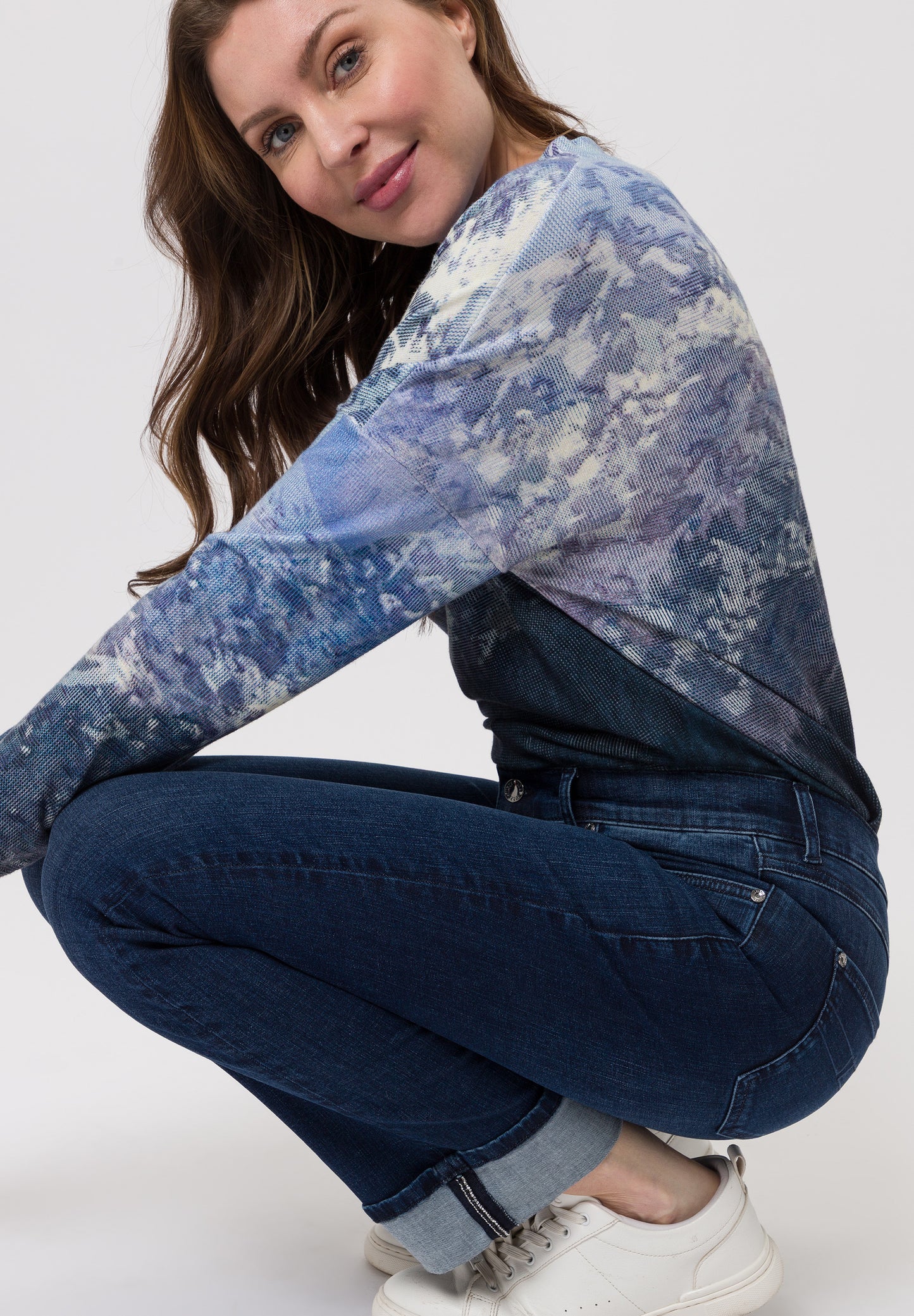 Blue Denim Turn-Up Jeans