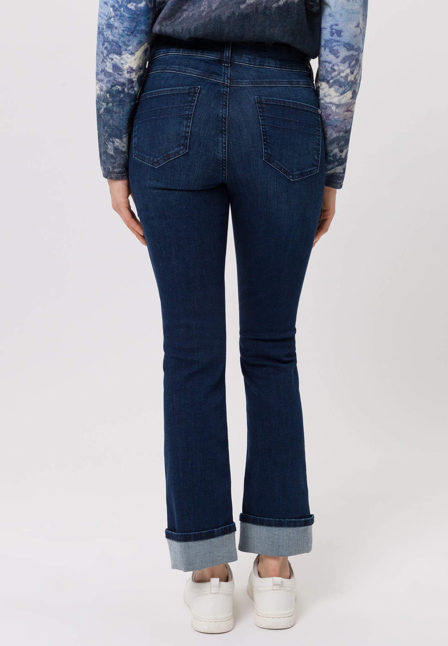 Blue Denim Turn-Up Jeans