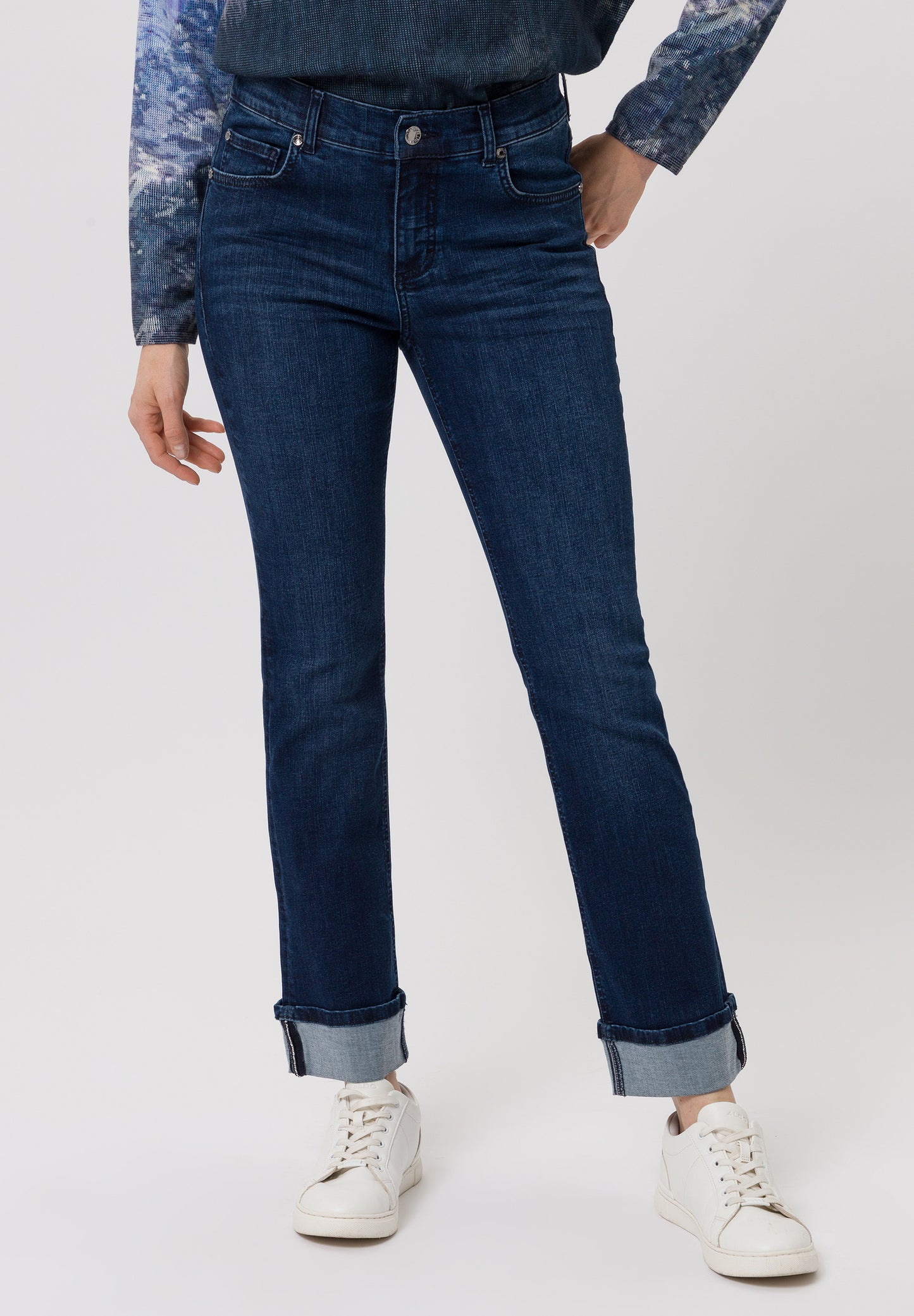 Blue Denim Turn-Up Jeans