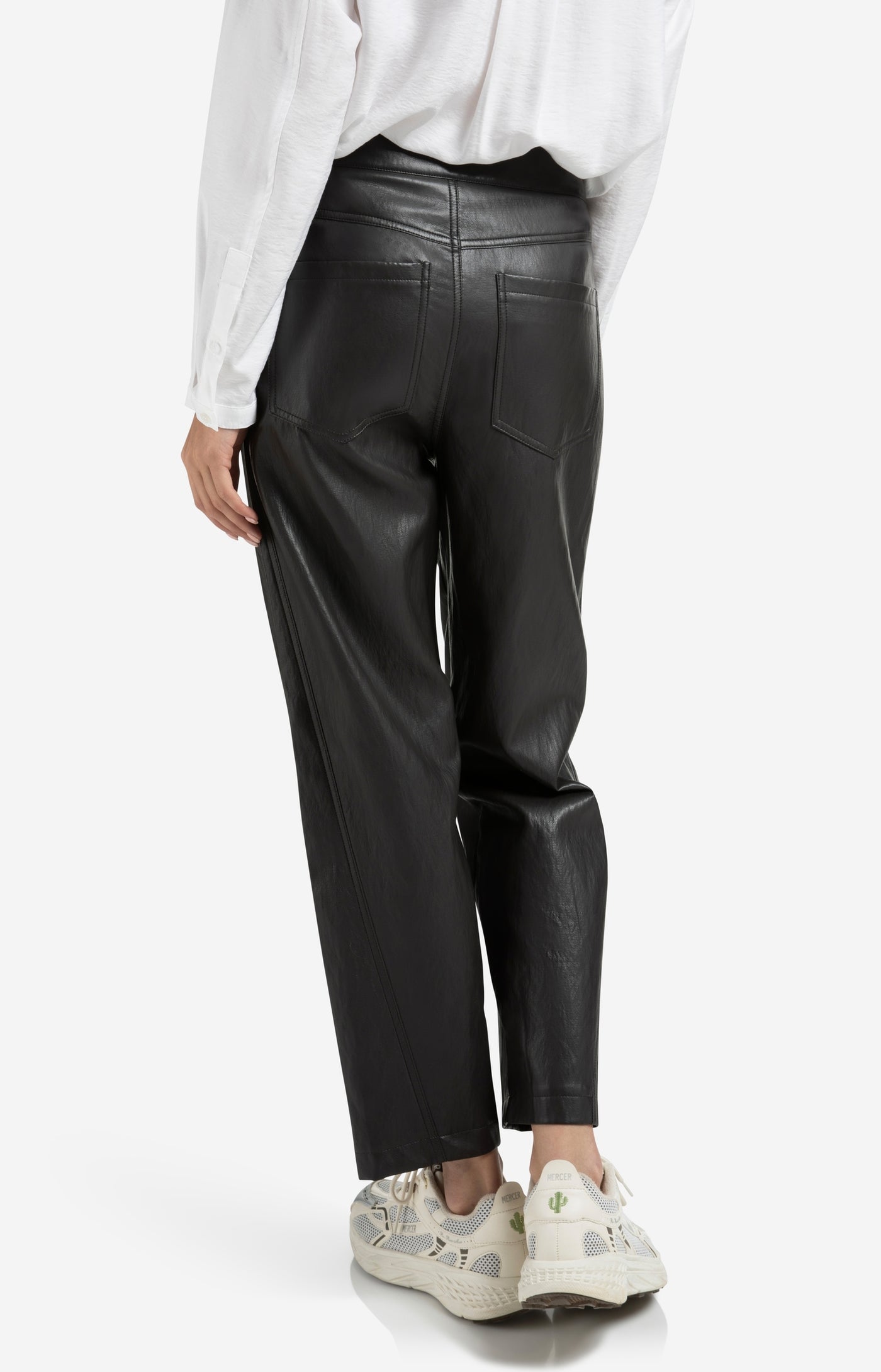 YAYA Grey Faux leather carrot fit trousers