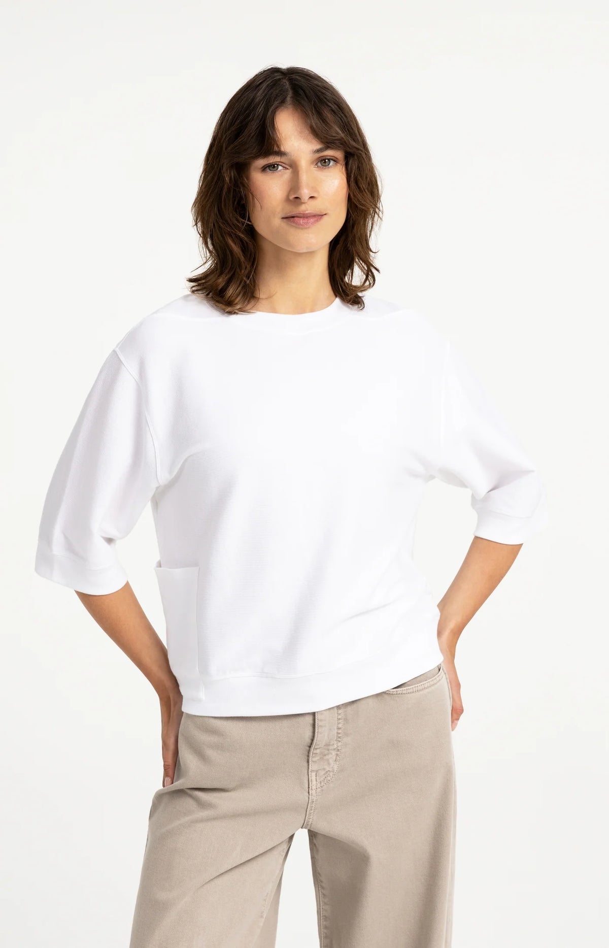YAYA Short sleeve jersey rib top
