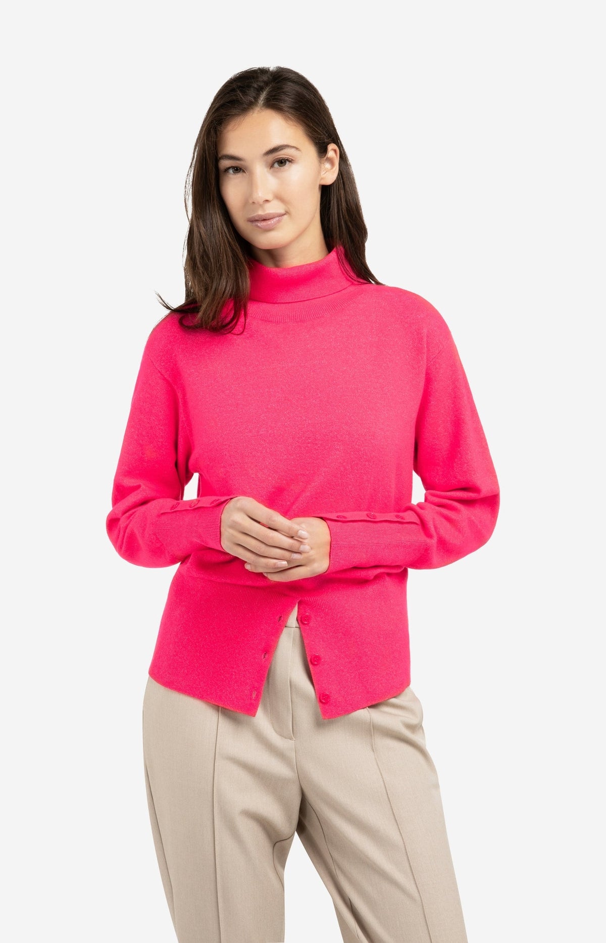 YAYA Knitted high neck sweater button details