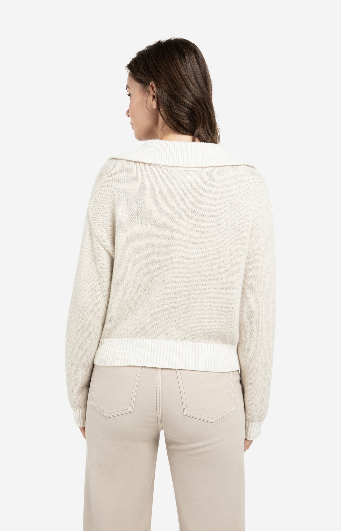 YAYA Knitted sweater contrast collar trims