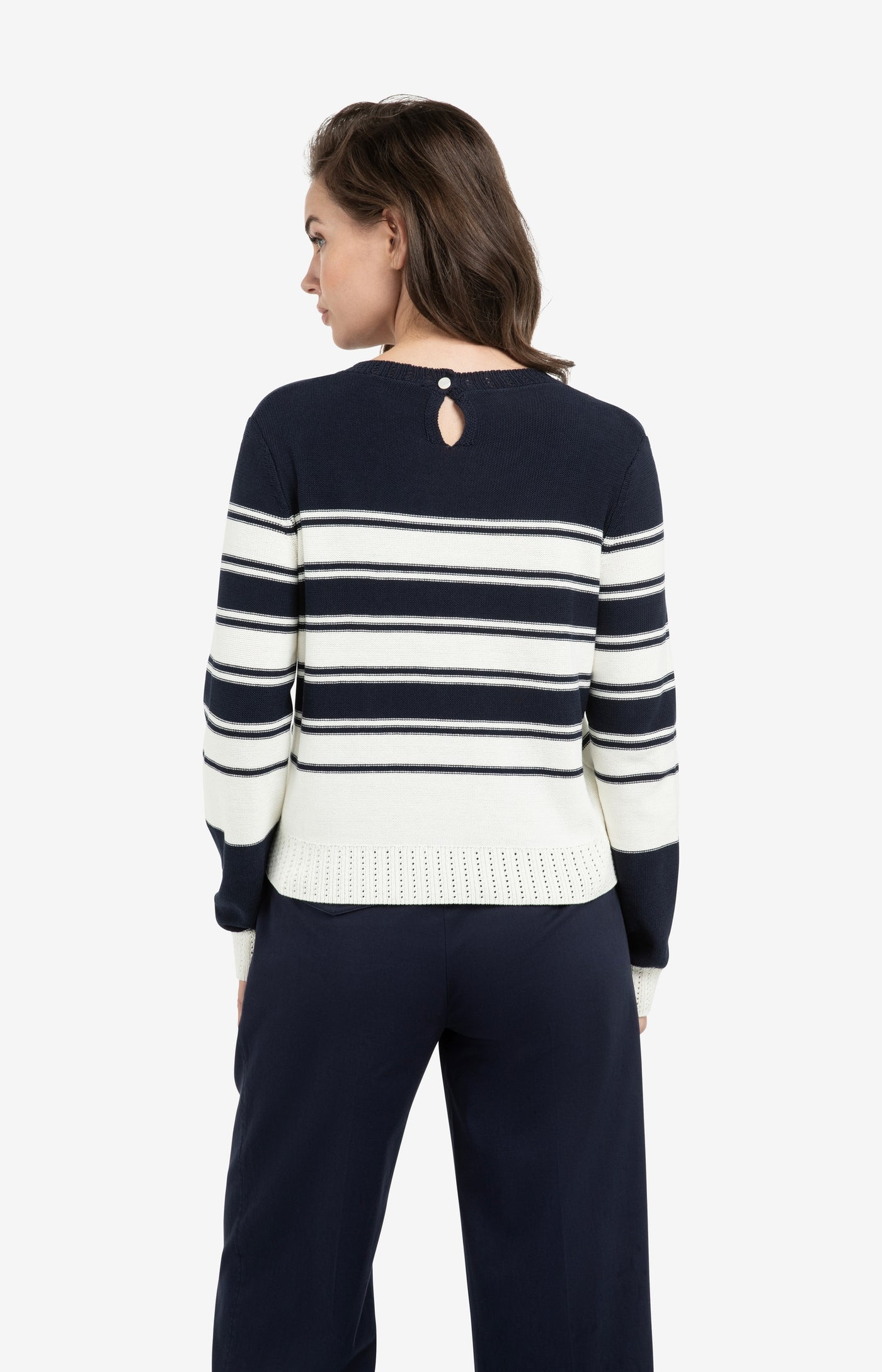 YAYA Navy Striped Sweater