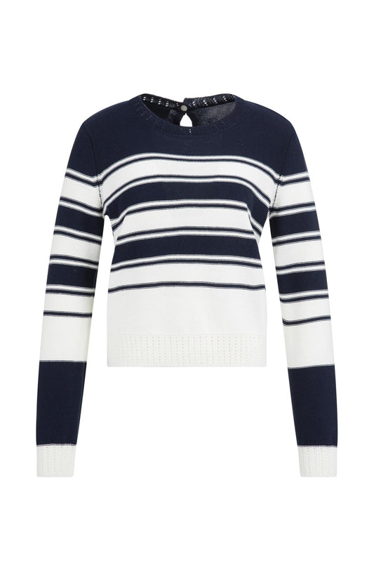 YAYA Navy Striped Sweater